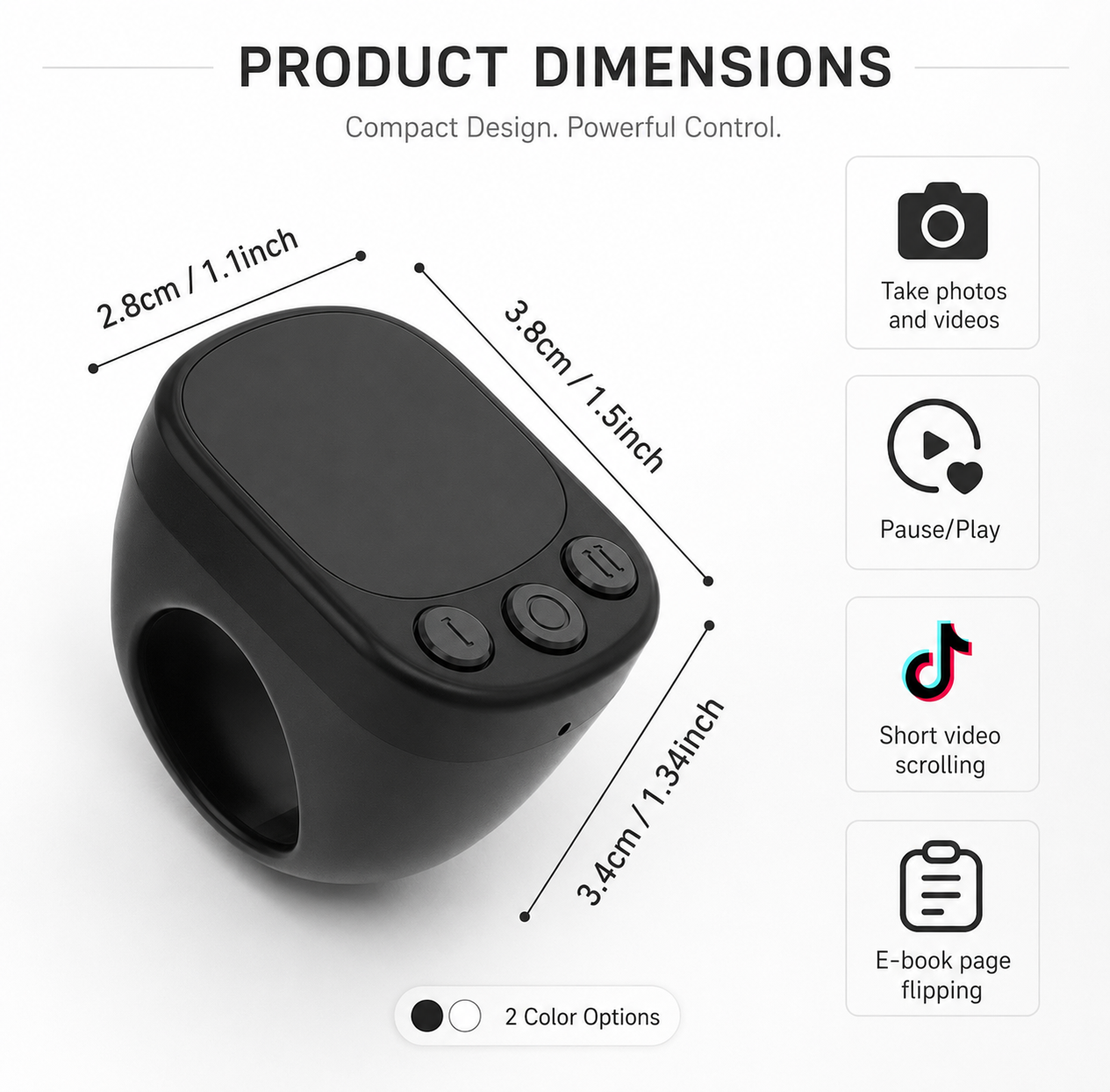 PrimeScroll Ring — Wireless Bluetooth Remote & Scroller